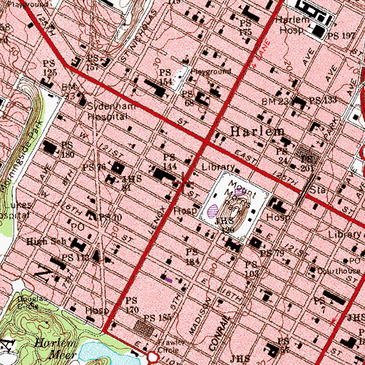 Topographic Map of Lenox Avenue Unitarian Church (historical), NY