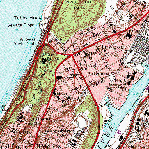 Topographic Map of Thayer Street Telephone Exchange, NY
