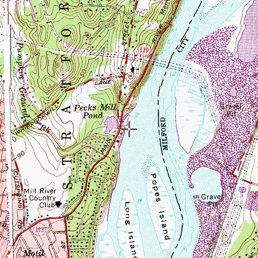 Topographic Map of Pumpkin Ground Brook, CT