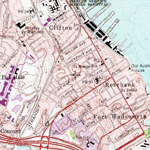 Topographic Map of Saint Joseph Romanc Catholic School, NY