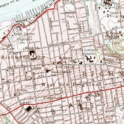 Topographic Map of First Church of Christ Scientist, NY