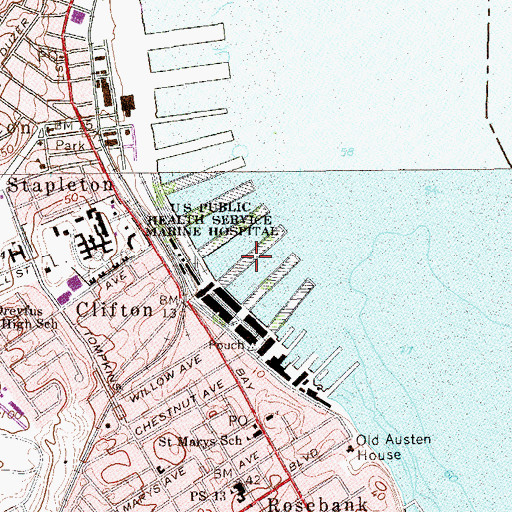 Topographic Map of Pier 19, NY