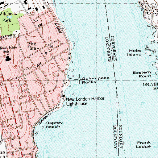 Topographic Map of Quinnipeag Rocks, CT