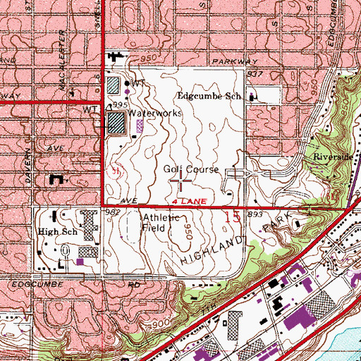 Topographic Map of Highland Park, MN