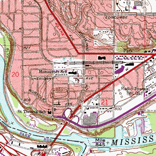 Topographic Map of Homecroft Park, MN
