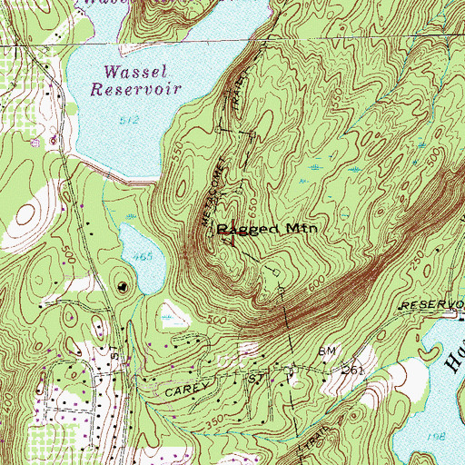 Topographic Map of Ragged Mountain, CT