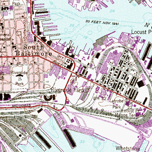 Topographic Map of Baltimore City Fire Station 35, MD