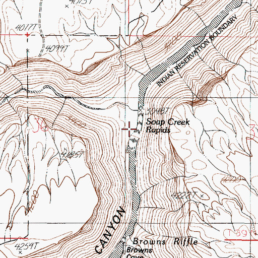 Topographic Map of Soap Creek Rapids, AZ