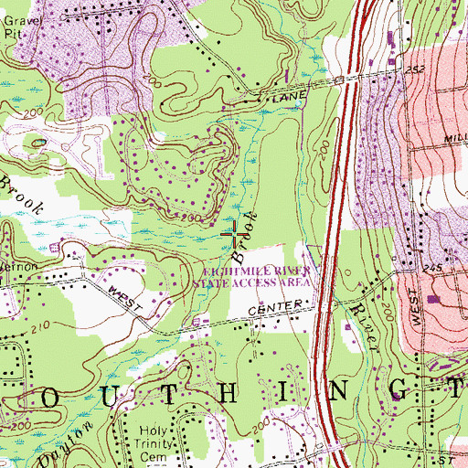 Topographic Map of Roaring Brook, CT