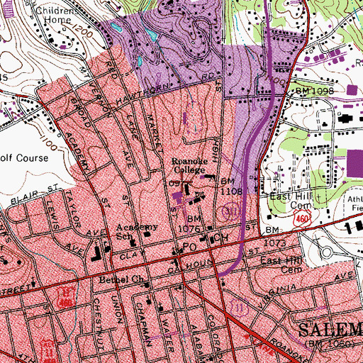 Topographic Map of Bast Center, VA