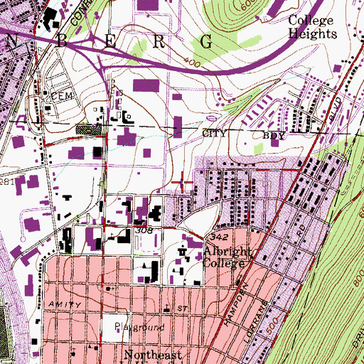 Topographic Map of Mohn Hall, PA