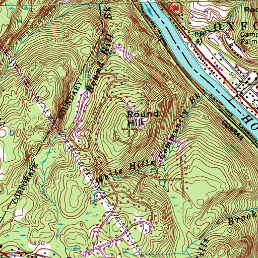 Topographic Map of Round Hill, CT