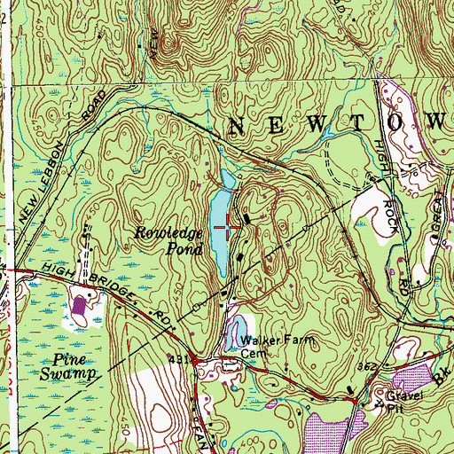 Topographic Map of Rowledge Pond, CT