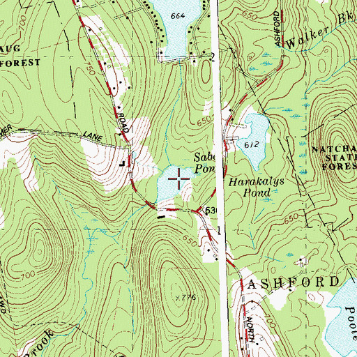 Topographic Map of Sabo Pond, CT