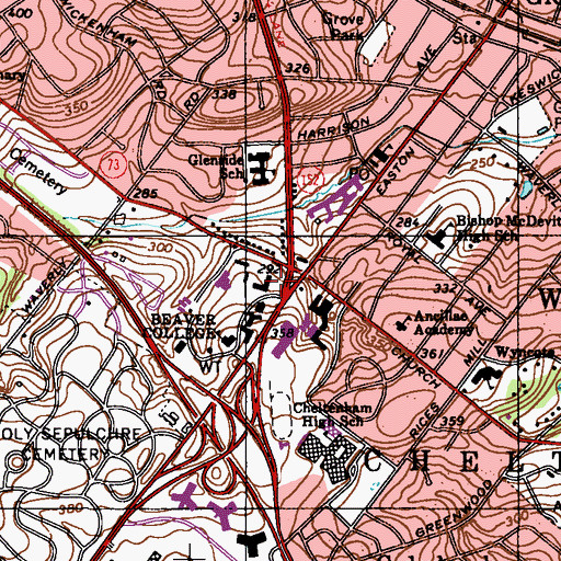 Topographic Map of Blankley Hall, PA