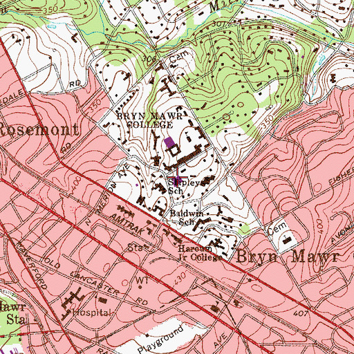 Topographic Map of Clarissa Donnelley Haffner Language Hall, PA