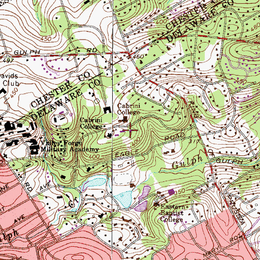 Topographic Map of Woodcrest Residence Hall, PA