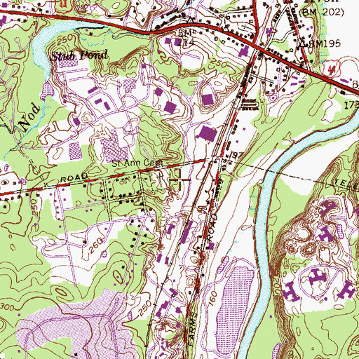 Topographic Map of Saint Ann Cemetery, CT