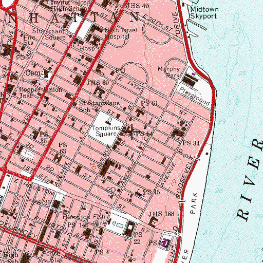 Topographic Map of El Bohio Cultural And Community Center (historical), NY