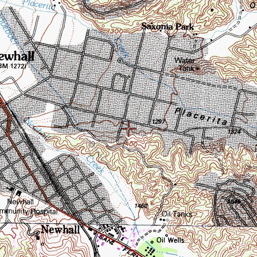 Topographic Map of Rutherford Hall, CA