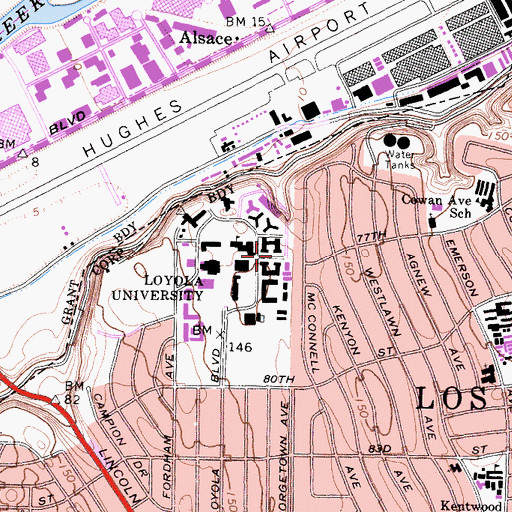 Topographic Map of Doheny Hall, CA