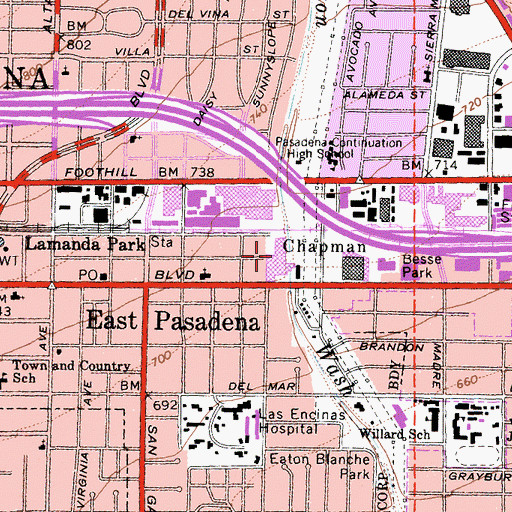 Topographic Map of El Nido Plaza Shopping Center, CA