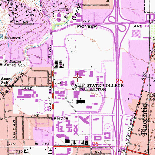 Topographic Map of Memorial Grove, CA