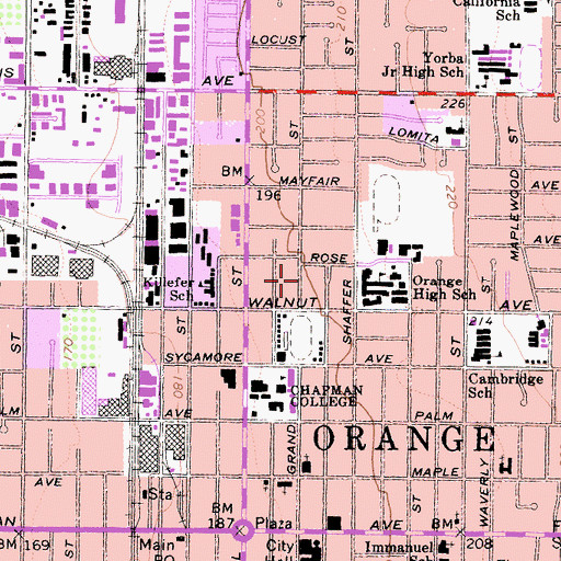 Topographic Map of Braden Hall, CA