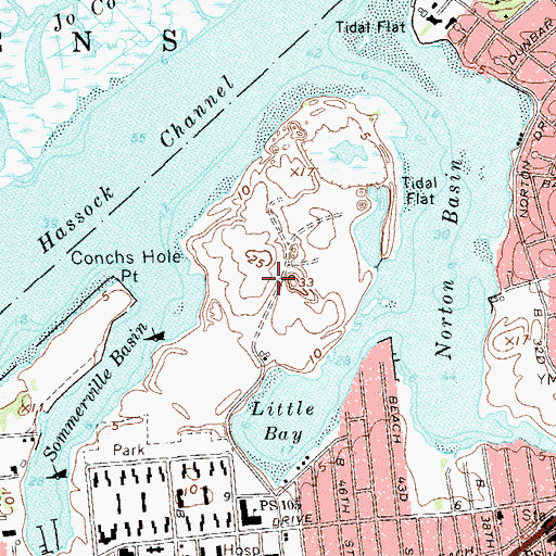 Topographic Map of Little Bay Marsh (historical), NY