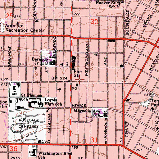 Topographic Map of City of Los Angeles Fire Department Station 13, CA