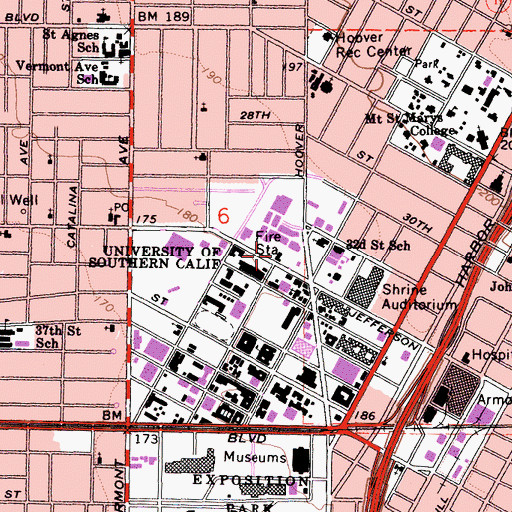 Topographic Map of City of Los Angeles Fire Department Station 15, CA