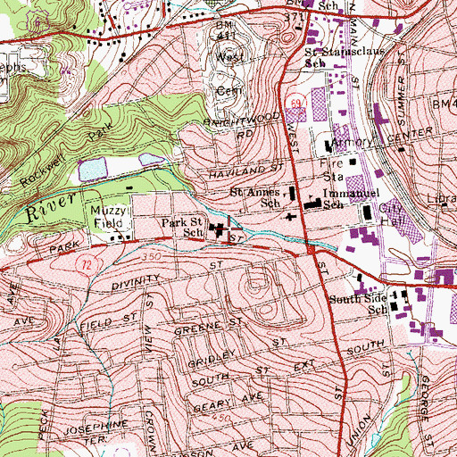 Topographic Map of Saint Park School, CT