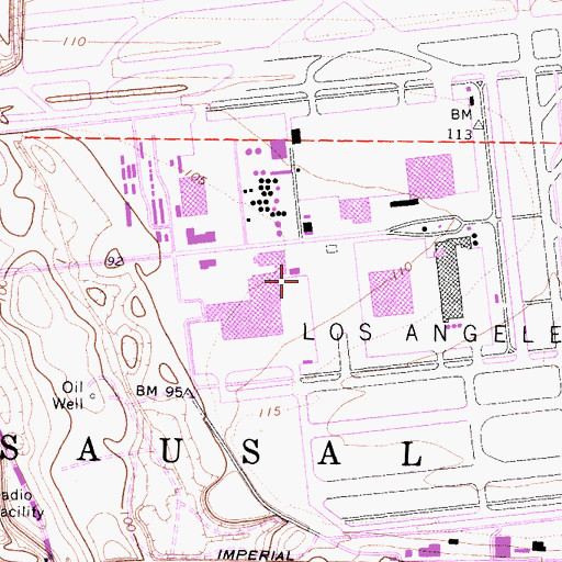 Topographic Map of City of Los Angeles Fire Department Station 80, CA