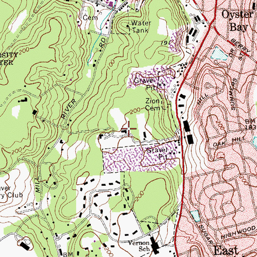 Topographic Map of Postley Estate, NY
