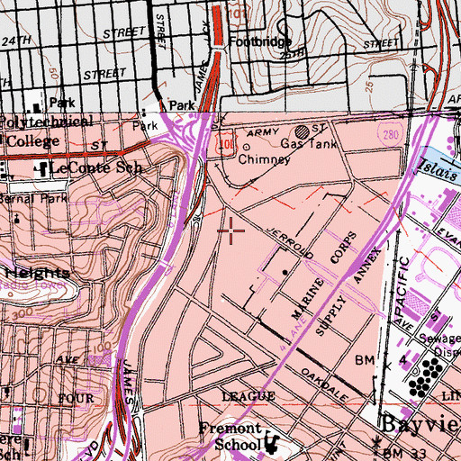 Topographic Map of San Francisco Fire Department Station 9, CA