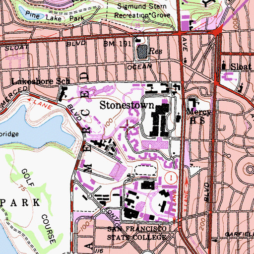 Topographic Map of San Francisco Fire Department Station 19, CA