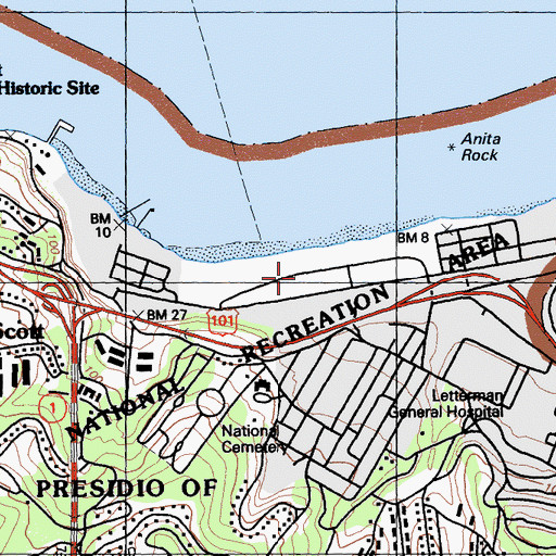 Topographic Map of Crissy Field (historical), CA