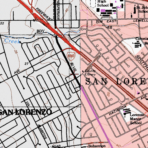 Topographic Map of Alameda County Fire Department Station 22, CA