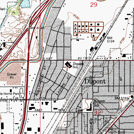 Topographic Map of Dupont Elementary School, CO