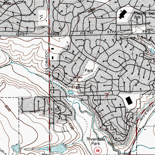 Topographic Map of Grange Creek Park, CO