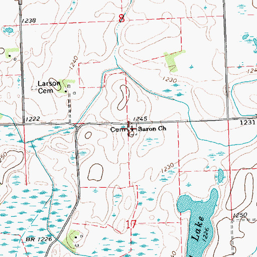 Topographic Map of Saron Lutheran Cemetery, MN