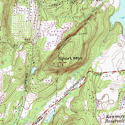 Topographic Map of Short Mountain, CT