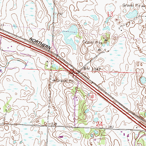 Topographic Map of Angola Station (historical), MN