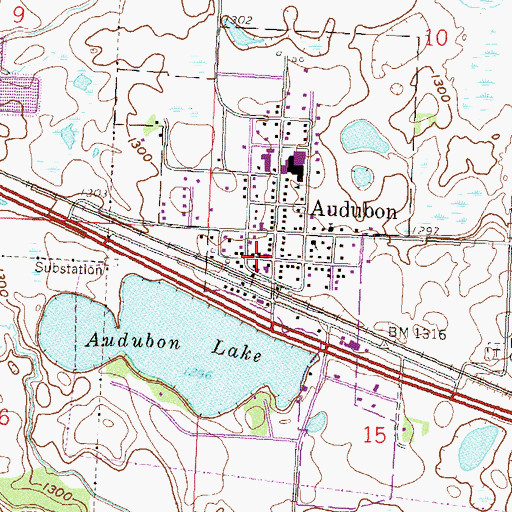 Topographic Map of Audubon City Hall, MN