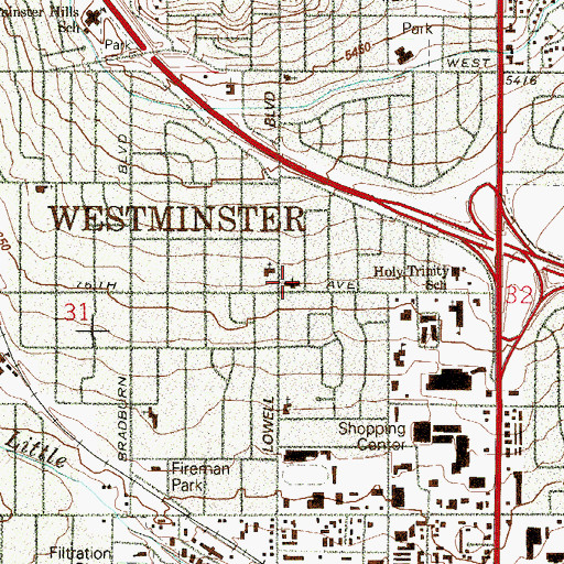Topographic Map of Westminster United Methodist Church, CO