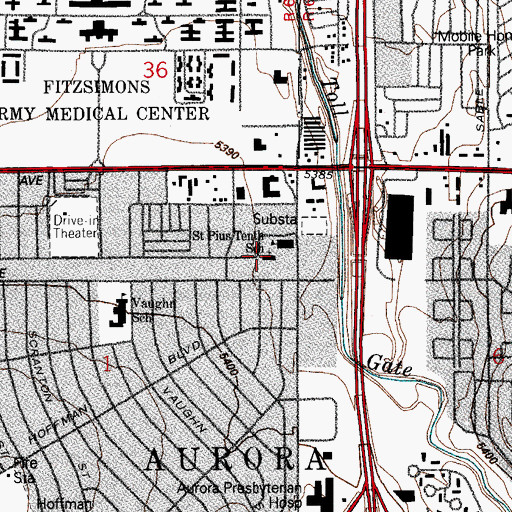 Topographic Map of Saint Pius Tenth Church, CO