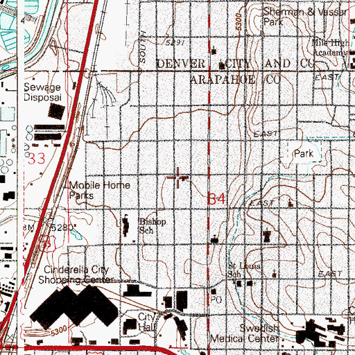 Topographic Map of Mayflower Congregational Church, CO