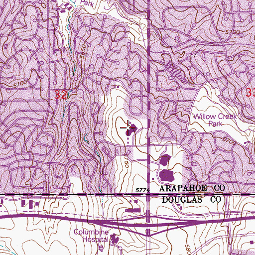 Topographic Map of Saint Thomas More Center, CO