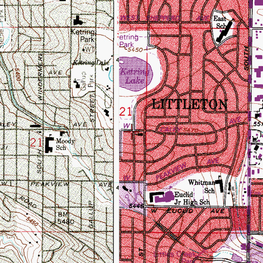 Topographic Map of Holy Trinity Lutheran Church, CO