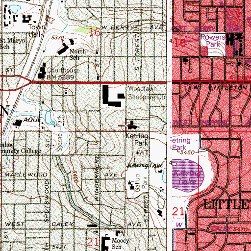 Topographic Map of Littleton United Methodist Church, CO